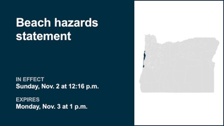 Beach hazards statement in place for Central Coast of Oregon until Monday afternoon