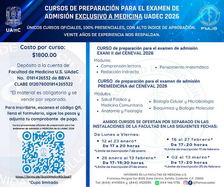 Ofrece UA de C curso oficial de preparación para el examen de admisión a Medicina en la Unidad Sureste