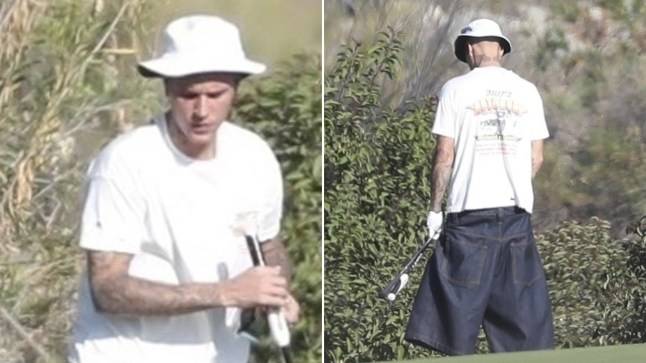 Justin Bieber caught casually weeing in bushes on course during golf round