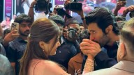 Watch: Vijay Deverakonda makes it official, kisses Rashmika infront of media