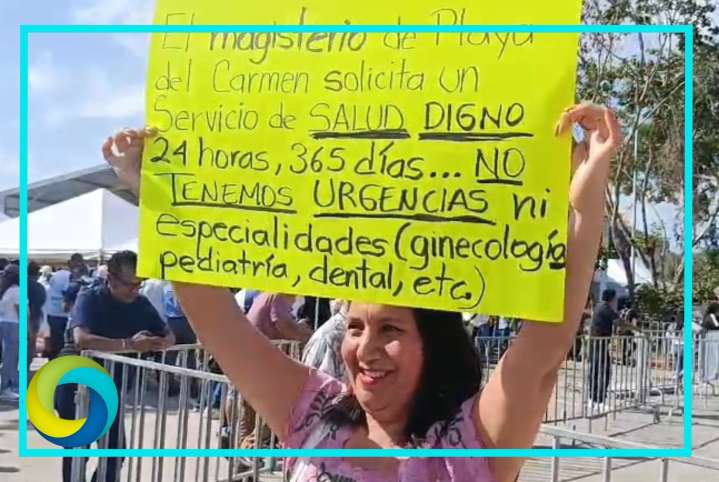 Maestra pide servicio de urgencia en ISSSTE, durante evento de Claudia Sheinbaum