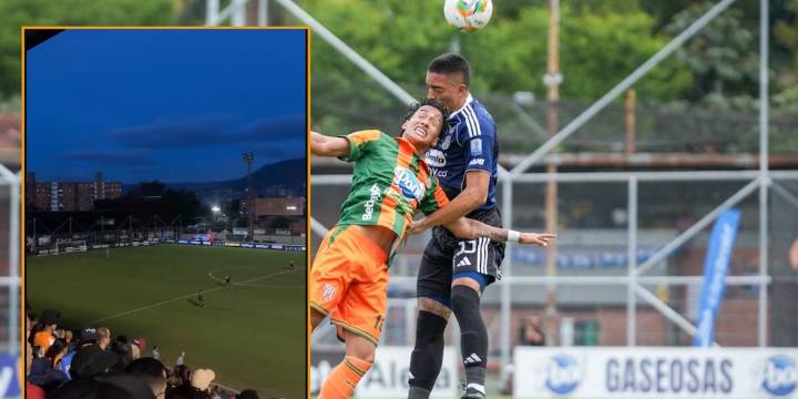 En medio de la oscuridad: así se terminó de jugar el partido entre Independiente Medellín y Envigado FC en el Polideportivo Sur