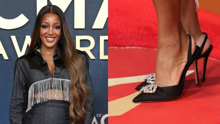 Mickey Guyton Dazzles in Sparkly Slingback Pumps at CMA Awards 2025