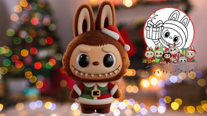 Navidad con Labubu: 5 imágenes para imprimir, recortar y colorear