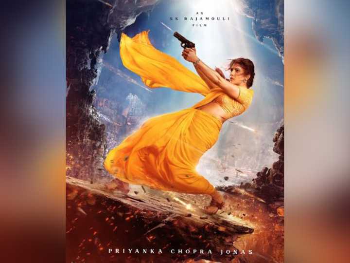 Priyanka goes guns blazing in saree from Rajamouli's film