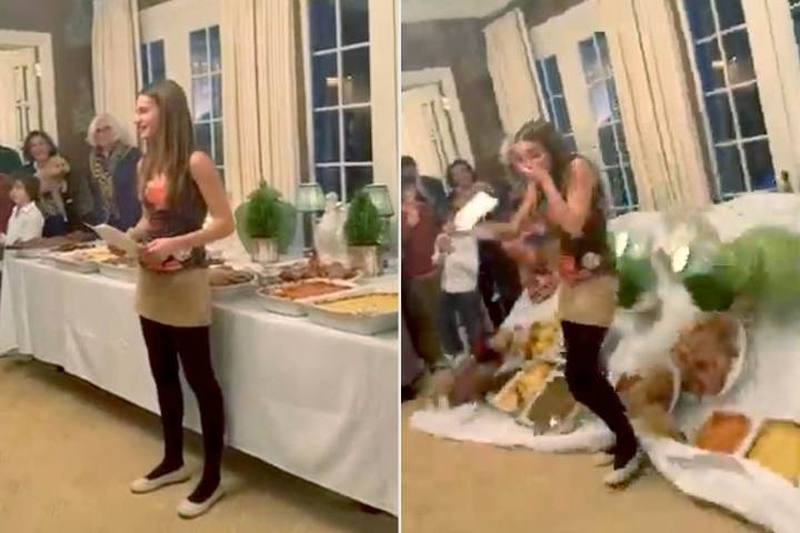 Family's Large Thanksgiving Spread Crashed Down in Seconds: Watch (Exclusive)