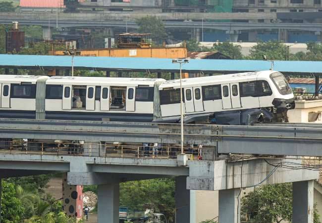 Empty monorail train hits beam during test run in Mumbai; 3 staff...