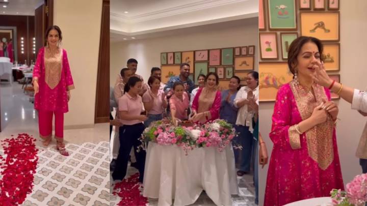 Nita Ambani Dazzles in Rani Pink as She Rings in 62nd Birthday Celebration with Her Team in Jamnagar, Watch Video