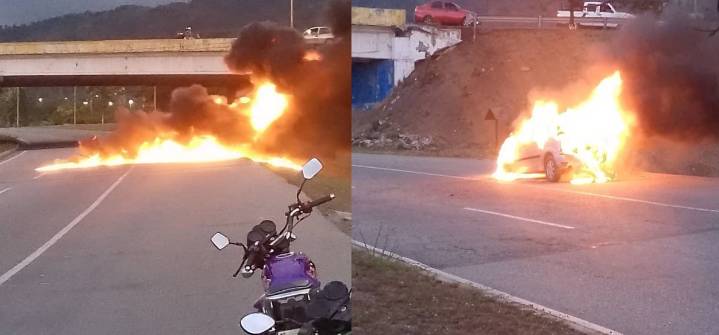 Un vehículo se incendió en la autopista Morón