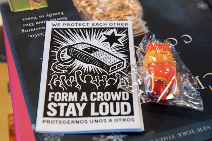 ‘Form a crowd, stay loud’: White Oak Books in downtown Vancouver giving away ‘ICE whistles’