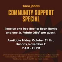 Taco John's offers limited time free food with new Community Support Special