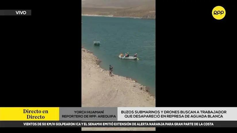 Arequipa: buzos submarinos y drones buscan a trabajador que desapareció en represa de Aguada Blanca