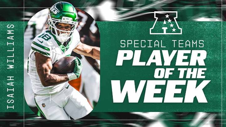 Jets KR Isaiah Williams Named AFC Special Teams Player of the Week