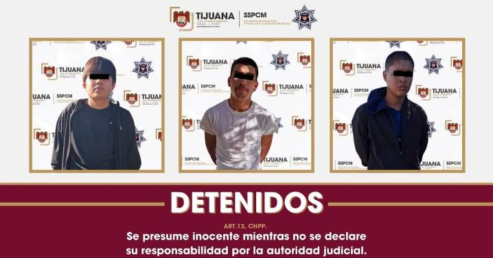 Asegura Policía Municipal de Tijuana a tres presuntos responsables de ataque armado