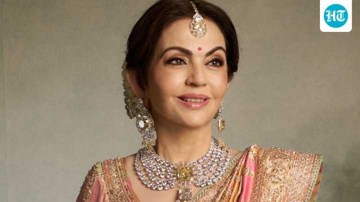 Nita Ambani wows in simple navy blue suit and dazzling accessories: Watch video