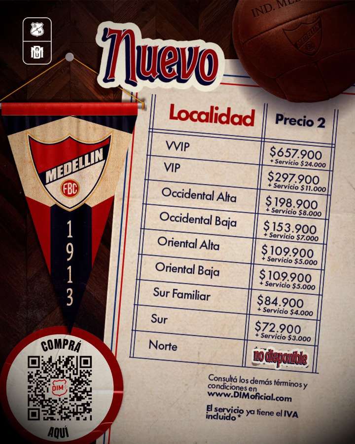 Oficial: Precios de boletería para el partido del DIM frente a Envigado -