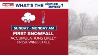 Weather Impact Alert Day issued for Sunday into Monday as snow and bitter cold make first appearance of season