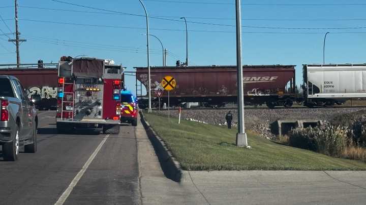 Train and vehicle collision in north Moorhead