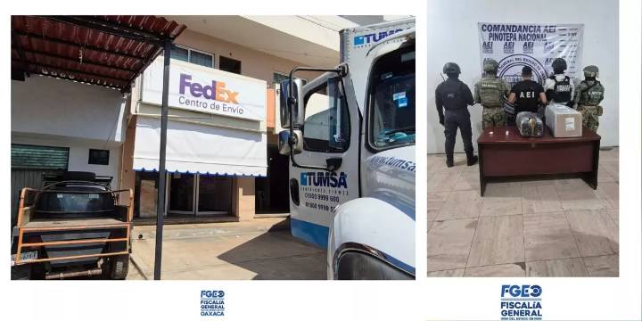 Drogas localizadas en envío de paquetería a Pinotepa Nacional