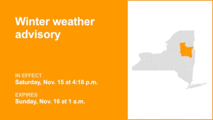 NY weather: Winter weather advisory in place for New York until 1 a.m. Sunday