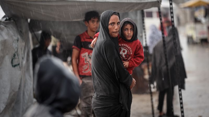 Heavy rainfall floods the camps of displaced Palestinians in Gaza