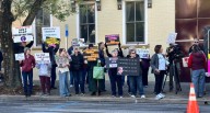 Hoosiers protest redistricting as Gov. Braun visits New Albany