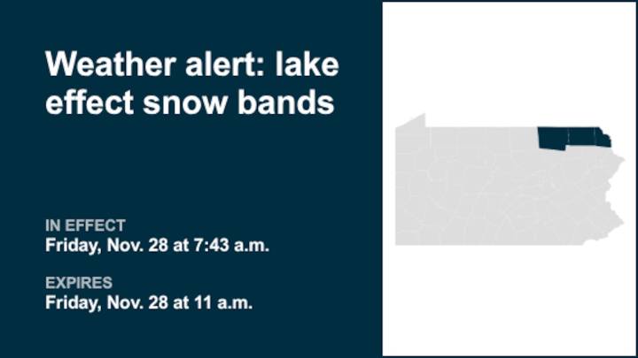 Update: Weather alert for lake effect snow bands in Northeast Pa. until Friday midday