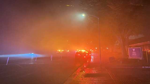 Firefighters battle blaze at commercial building in Arden