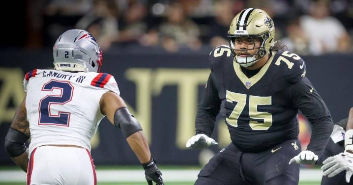 Right tackle Taliese Fuaga was not present for the Saints first practice of Falcons week