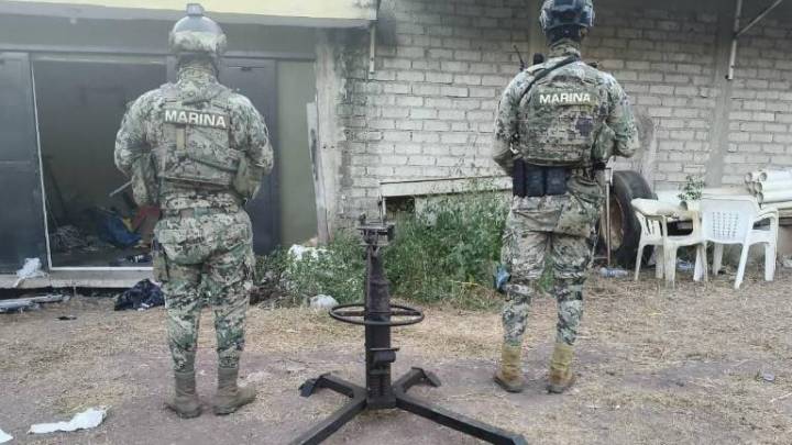 Marina localiza y destruye centro de adiestramiento de la delincuencia organizada en el Ejido Ojo de Agua II, en El Rosario