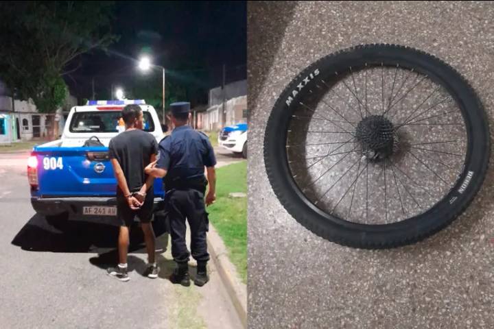 Pidió para comer en rotisería y aprovechó un descuido para robar la rueda de una bicicleta