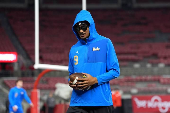 UCLA QB Nico Iamaleava participates in drills