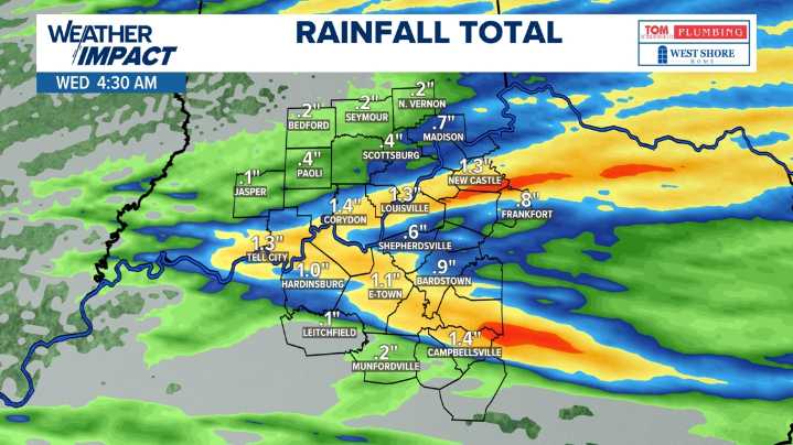Increasing isolated flood risk in Kentuckiana with multiple days of rain expected
