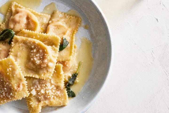 Lidia Bastianich’s recipe for Pumpkin Ravioli, a fall dish using butternut squash