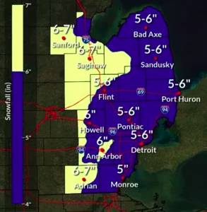 Metro Detroit expected to get 4-7 inches of snow Saturday