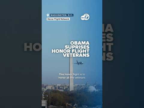 Former President Barack Obama surprises Wisconsin Honor Flight veterans arriving in DC