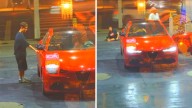 Woman jumps to action after stranger hops into sportscar at West Hollywood gas station, video shows