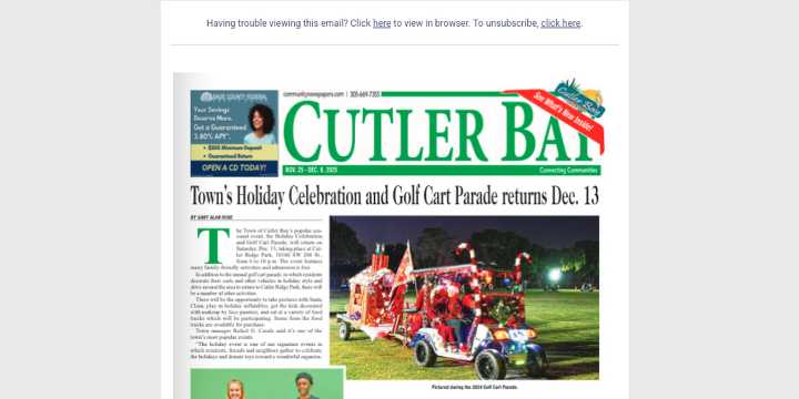 Town's Holiday Celebration and Golf Cart Parade returns Dec. 13