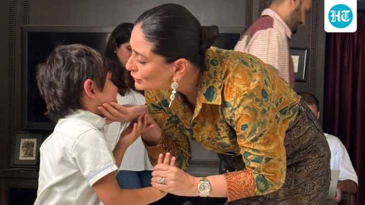 Mommy Kareena Kapoor pauses glam prep session to give Jeh a kiss