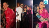 Deepika Padukone pairs pink coat with traditional saree, gajra, bindi look: Pics