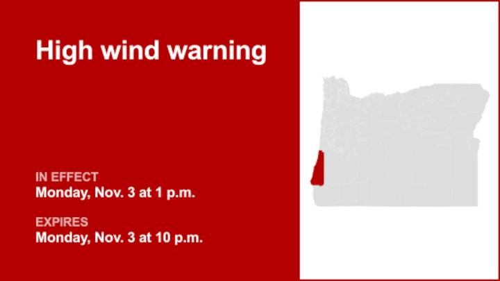 High wind warning in place for South Central Oregon Coast for Monday