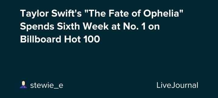 Taylor Swift's "The Fate of Ophelia" Spends Sixth Week at No. 1 on Billboard Hot 100: ohnotheydidnt