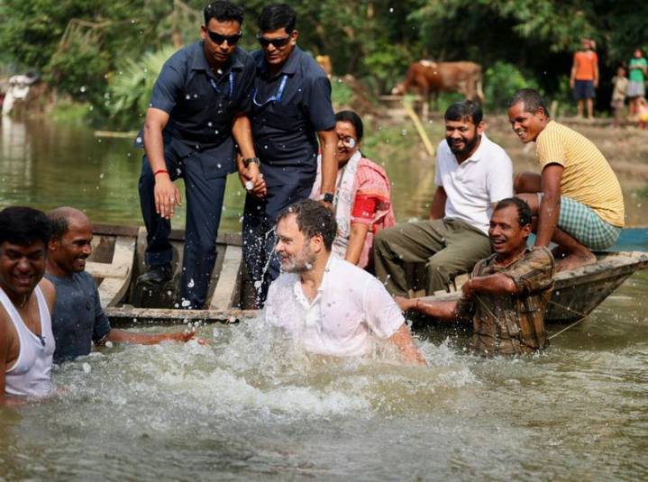 Rahul Gandhi jumps into muddy pond, interacts with fishermen in poll