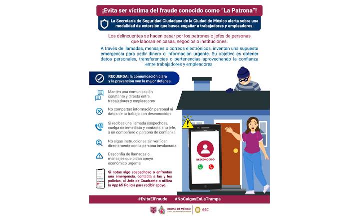 Alerta SSC por El falso repartidor y La patrona en CDMX