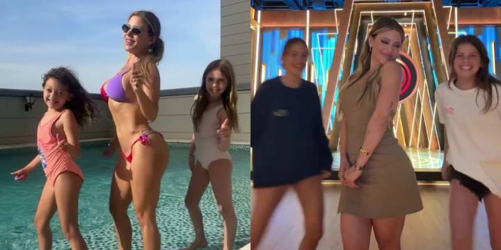 La divertida tarde de Evangelina Anderson junto a sus hijas y las de Wanda Nara a puro baile y piscina