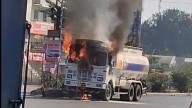 Video: Petrol Tanker Catches Fire On Pune-Solapur Highway; Major Accident Averted
