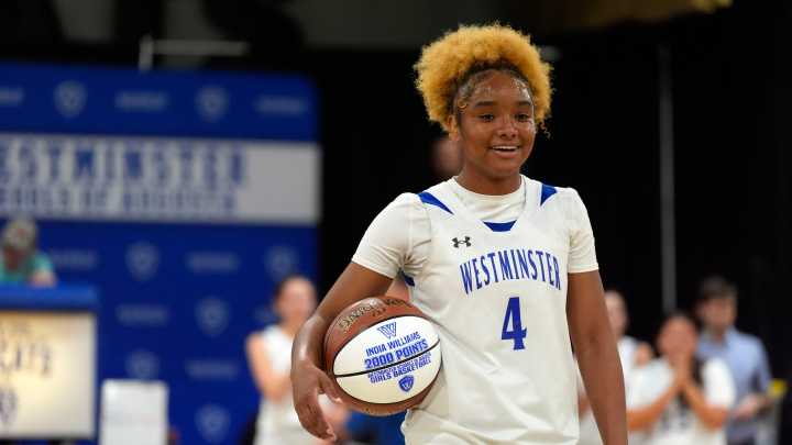 Westminster's India Williams scores her 2000th point in season opener