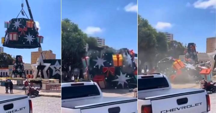 Trabajador murió bajo una grúa durante el montaje de un árbol de Navidad gigante