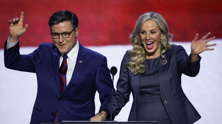 Mike Johnson's Wife Kelly Dons Bright Orange Pantsuit With Major Trump Vibes