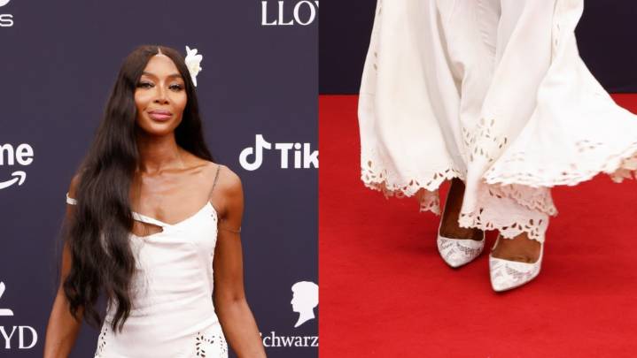 Naomi Campbell’s Matching White Pumps Tie Her Archival Galliano Look